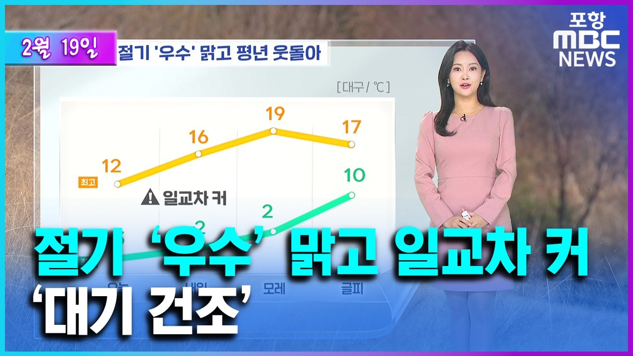 맑고 일교차 큰 날씨 이어져…일부 지역 ‘건조주의보’(2026.02.19/뉴스투데이/포항MBC)