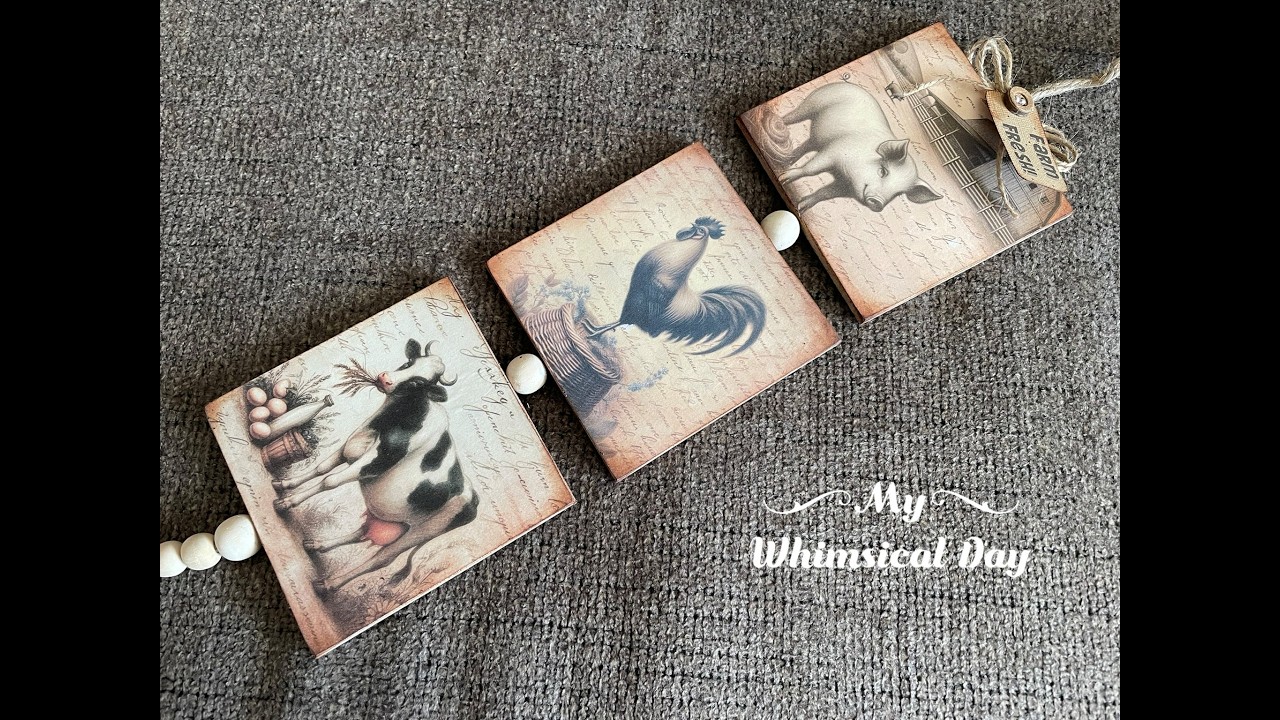 Farm Animal Prints on a Dollar Tree triple panel wall hanger!