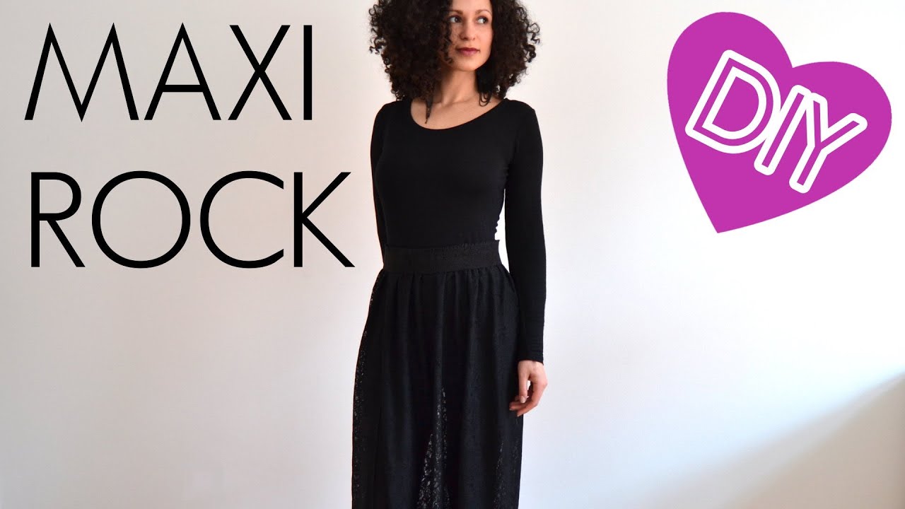 DIY Anleitung Langer Rock aus schwarzer Spitze Maxirock selber machen - Nähen für Anfänger
