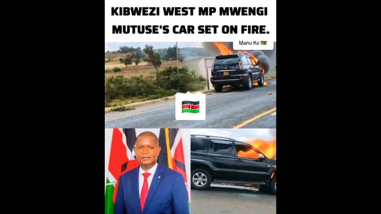 Kibwezi West Mp car set on fire 🔥 #raila #betty #odinga #beryl #kenya #nairobi #kamba #politics