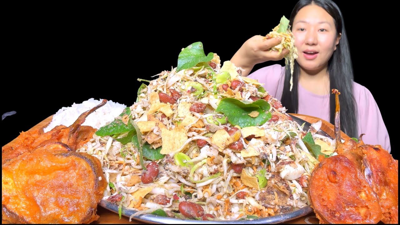 Manipuri Famous Singju And Bora || Spicy Veggies Salad And Eggplant Fritters Mukbang