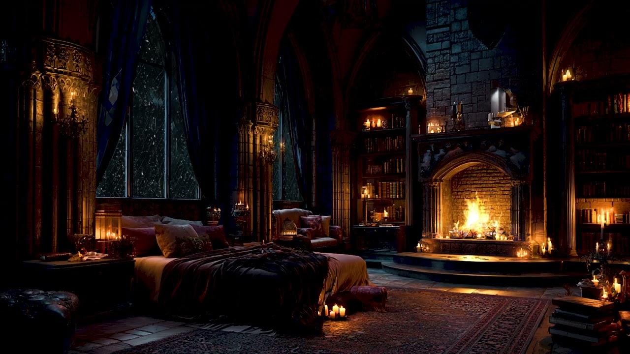 Deep Sleep Piano Music | Ancient Castle Night for Insomnia Relief