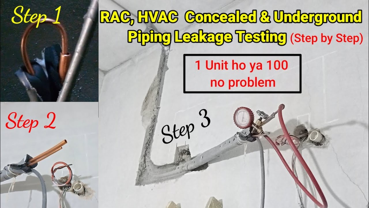 RAC/HVAC concealed piping leakage test|split ac underground piping leakage testing