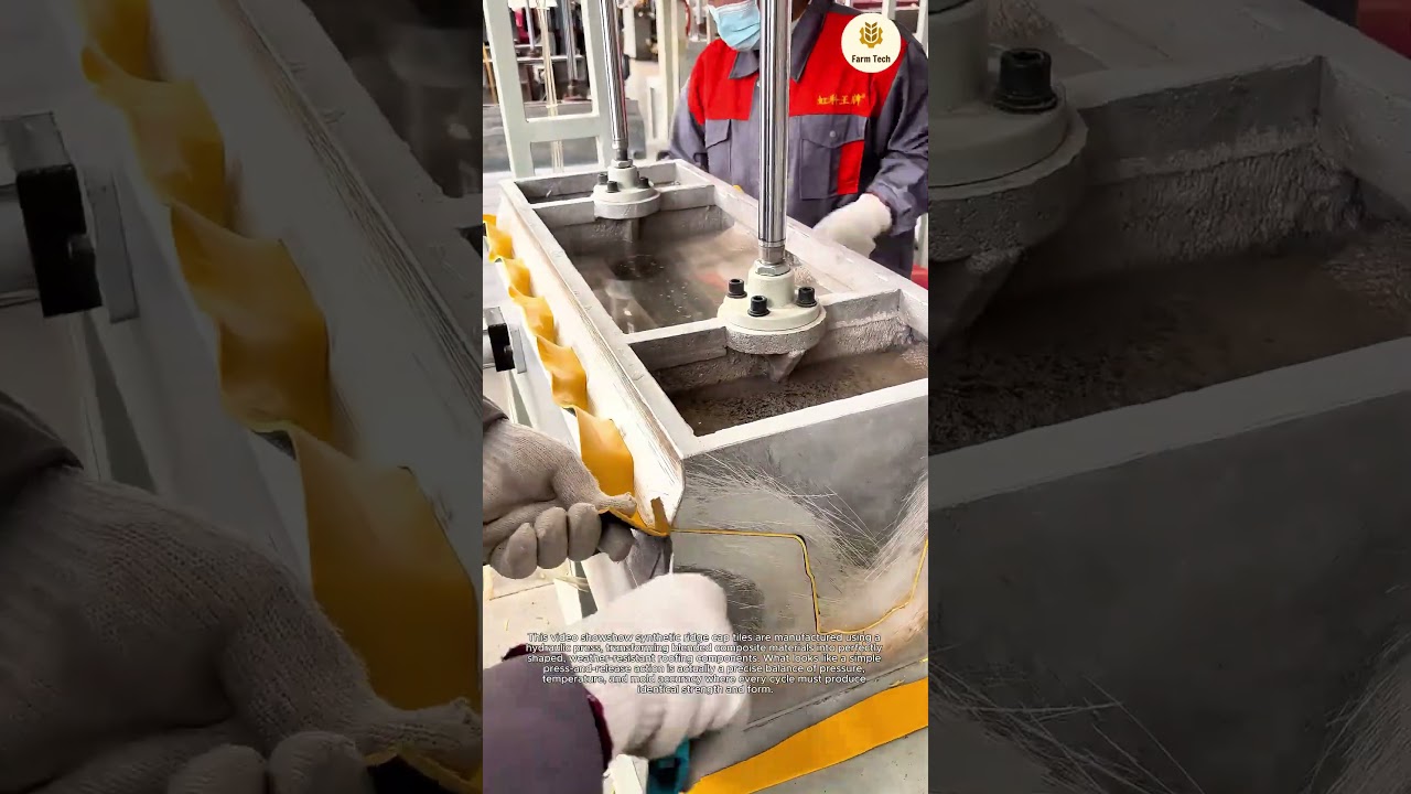 Manufacturing Synthetic Ridge Cap Tiles with a Hydraulic Press