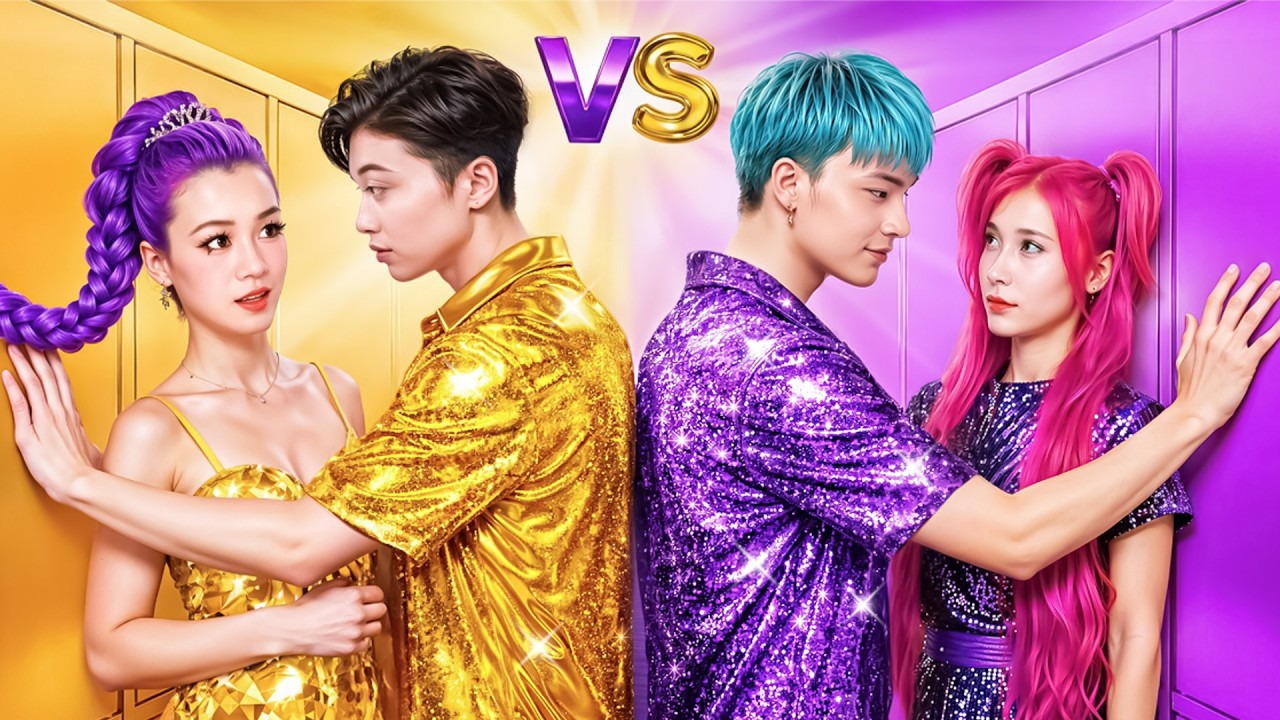 Złota vs Ametystowa Para Huntrix & Saja Boys: Love Story Kpop! KPop Demon Hunter Para Makeover