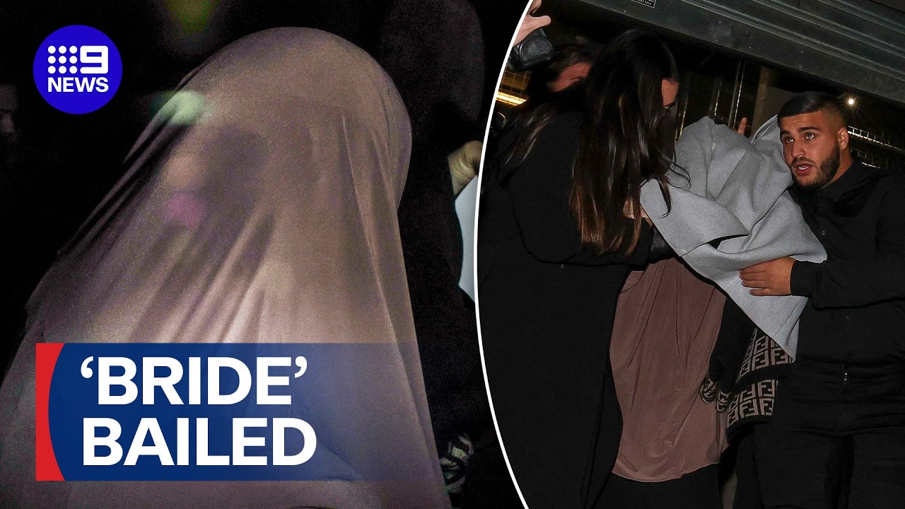 Supporters shield an accused ISIS bride following her release on bail | 9 News Australia