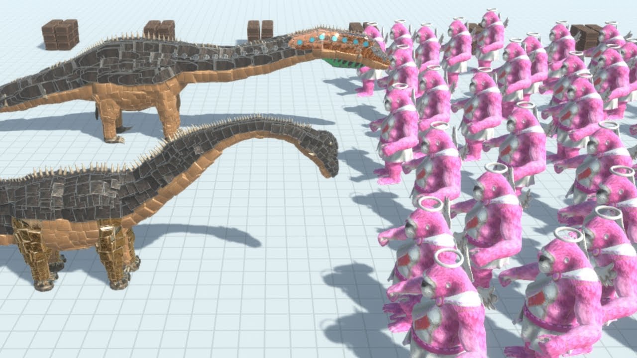 Apatosaurus and Diplodocus vs Mutant Primates Ape Army ARBS Animal Revolt Battle Simulator