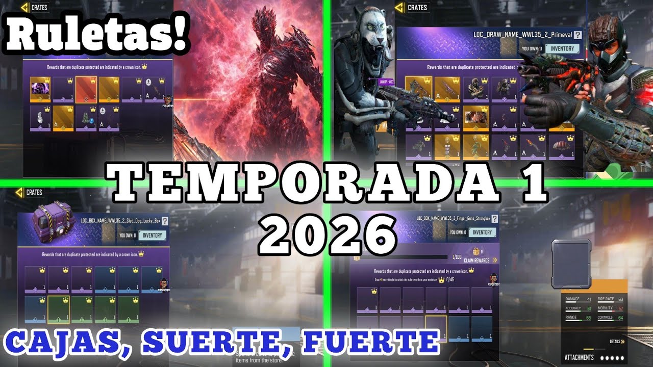 *Nuevo* MÍTICO | Ruleta DOBLE Legendaria | cajas, cajas suerte, fuerte & más TEMPORADA 1 (2026) CODM