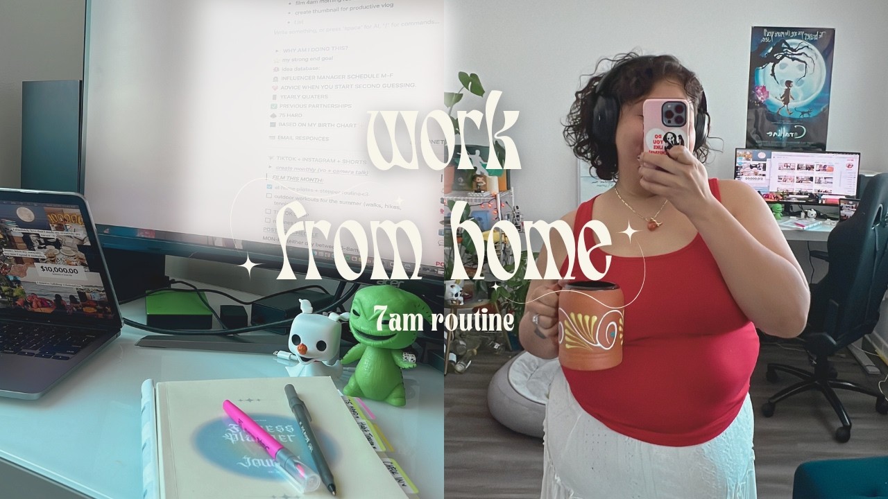 7AM WFH VLOG👩🏻&zwj;💻: productive + realistic work day | time management tips + at home pilates