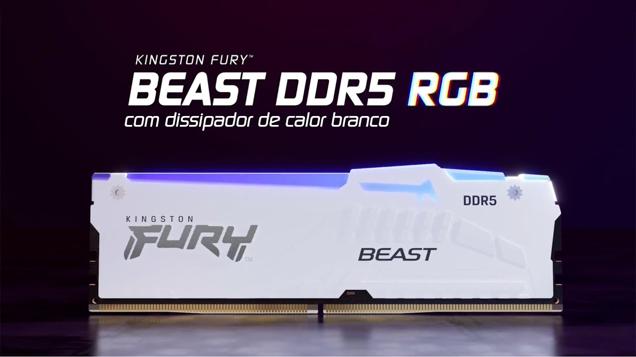 Mem&oacute;ria Kingston FURY Beast DDR5 RGB com dissipador de calor Branco