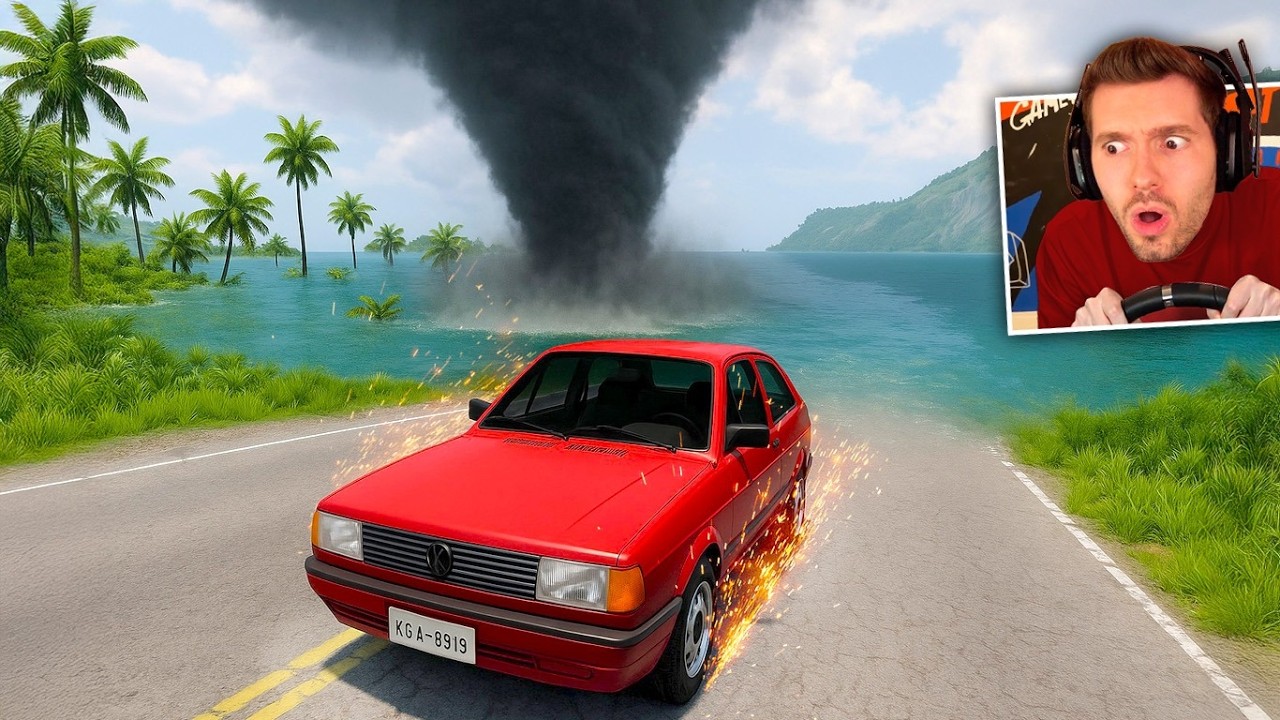 Fugindo da INUNDAÇÃO DE TORNADOS (inédito) no BeamNG Drive