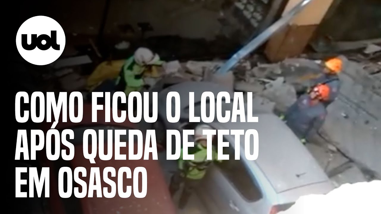 Vídeos mostram destroços em estacionamento após parte de teto cair em shopping em SP