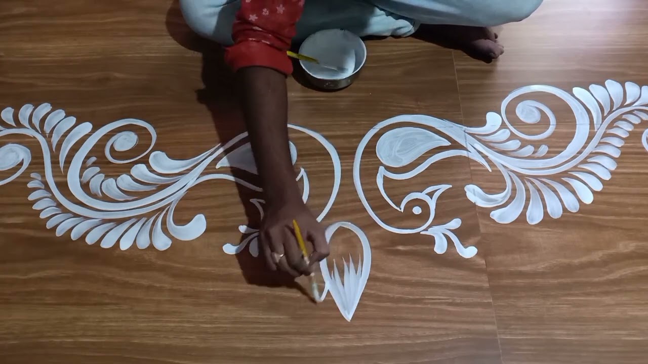Beautiful peacock door alpona design / Mukesh arts //আলপনা আঁকা