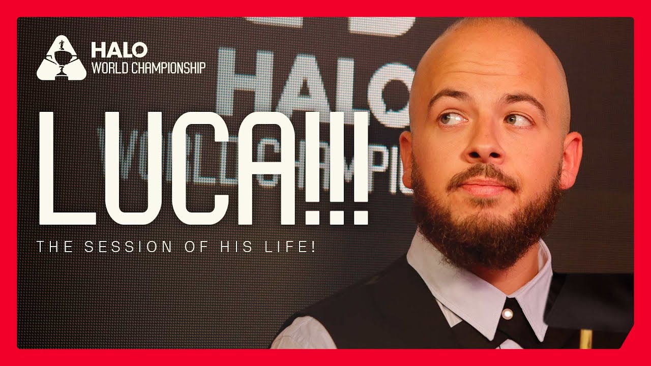 SESJA WSZECH CZAS&Oacute;W! Luca Brecel gra NIESAMOWITEGO snookera z Dingiem Junhuim | Halo World Champi...