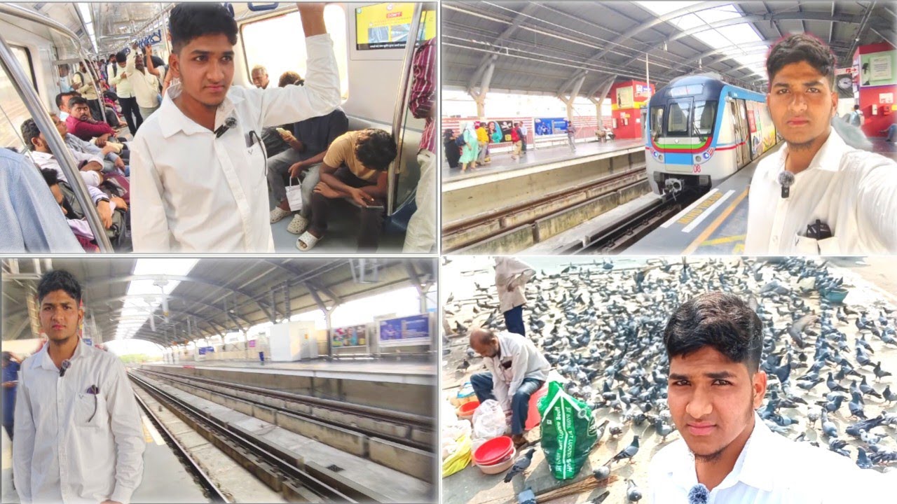 first time metro travel in Hyderabad | pigeon feeding