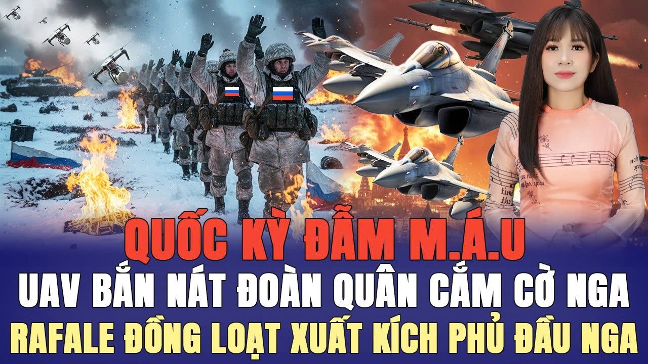 QUỐC KỲ ĐẪM M.Á.U, UAV BẮN NÁT ĐOÀN QUÂN CẮM CỜ NGA, RAFALE ĐỒNG LOẠT XUẤT KÍCH PHỦ ĐẦU NGA