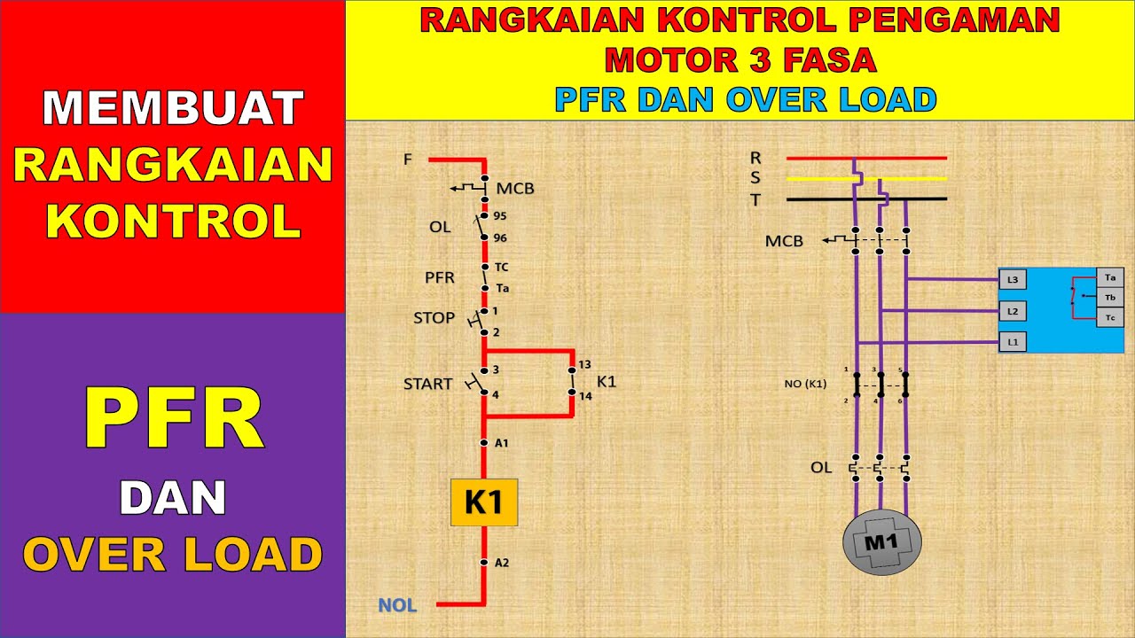 Cara Membuat Rangkaian Kontrol PFR dan Over Load Pengaman Motor 3 Fasa