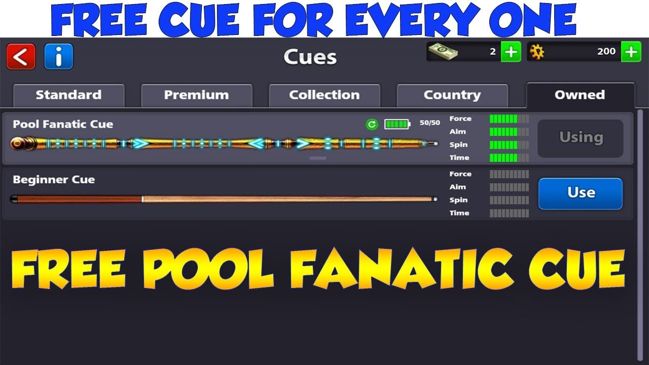 Free ''POOL FANATIC CUE TRICK'' Get It Now 8 Ball Pool