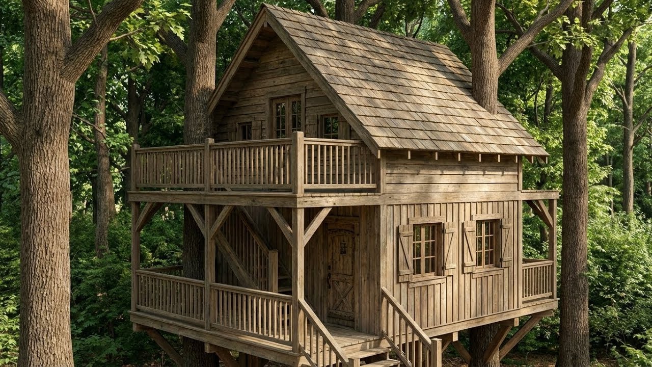 I Built a Two-Story Treehouse Alone — 90 Days in the Wild