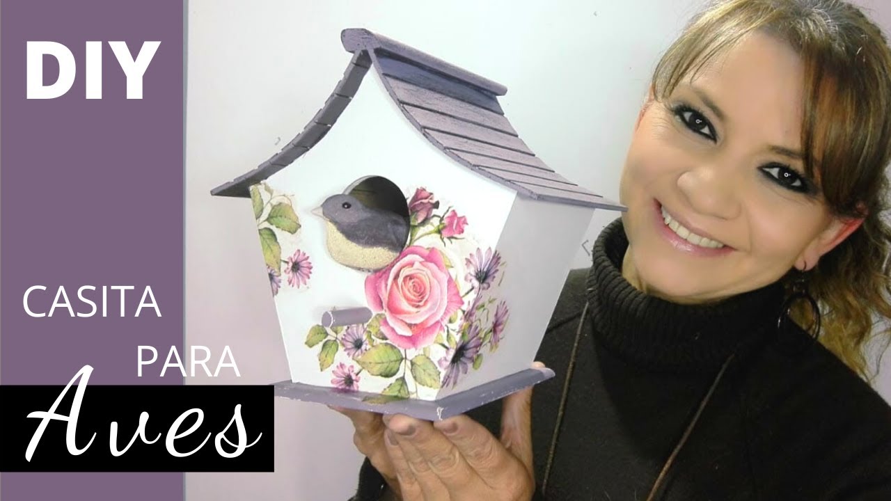 CASITA PARA AVES 🐦, realizada con decapado y découpage 😃