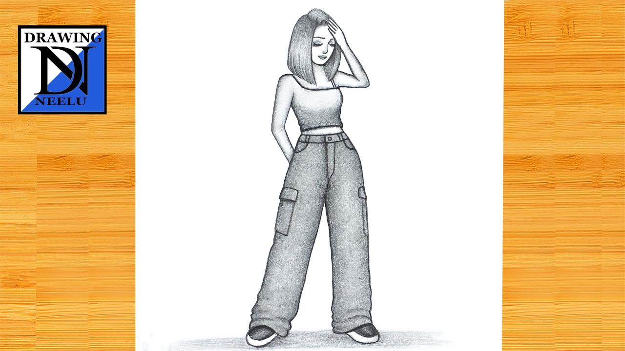 How to draw a Cute Girl in Jeans & Top || Pencil sketch for beginner || Girl drawing || Drawing