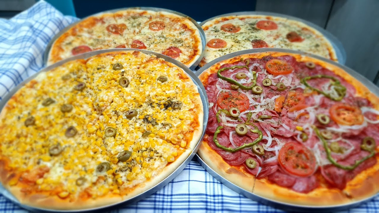 VOCÊ NÃO VAI MAIS PRECISAR COMPRAR PIZZA DEPOIS DESSA RECEITA l RENDE 4 PIZZAS GRANDES E DELICIOSAS