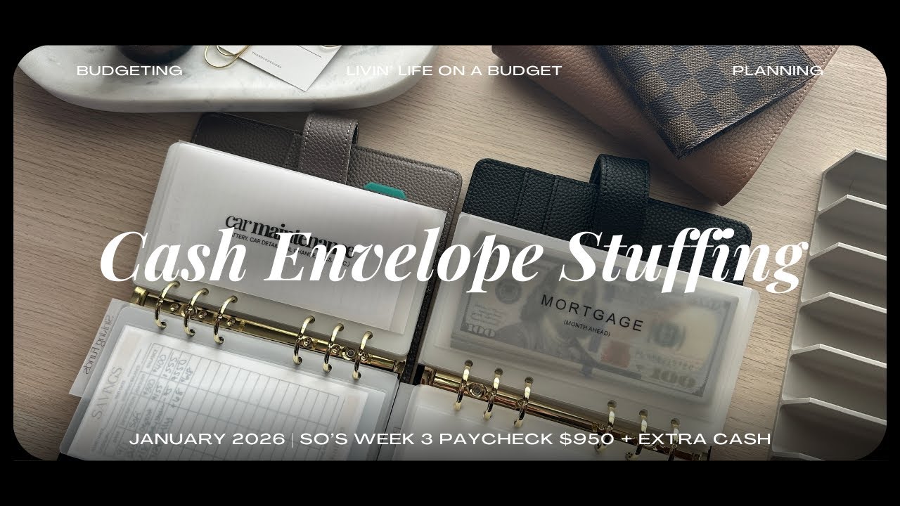 SO's Week 3 Paycheck for January 2026 | Cash Stuffing $950 + Extra cash to saving challenges