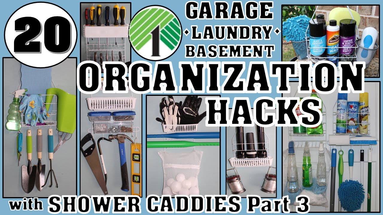 20 DOLLAR TREE ORGANIZATION HACKS FOR 🏠GARAGE 🧺LAUNDRY 🔨TOOLS🏈SPORTS | SHOWER CADDY HACKS PART 3!!