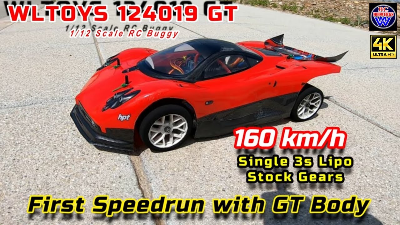 🎦 #114 Wltoys 124019 GT ... 160 kmh First Speedrun with 3s Lipo and Stock Gears