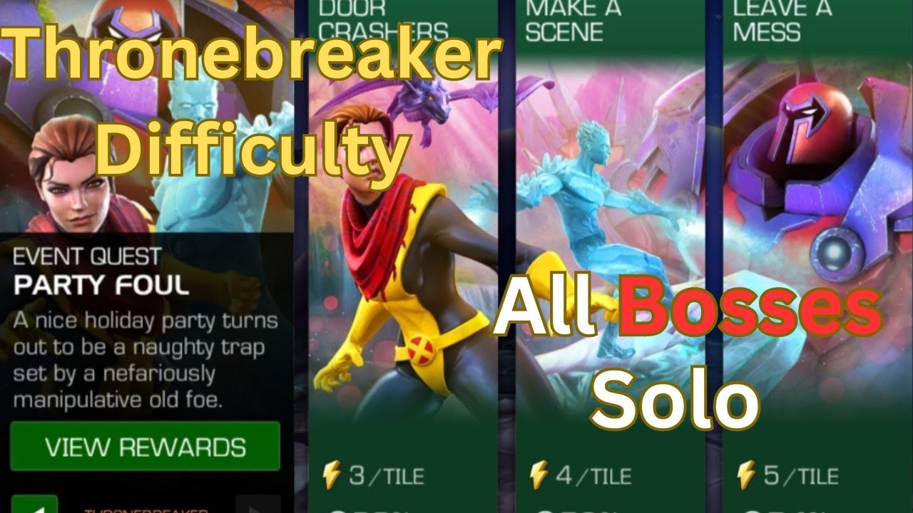 All Bosses Solo. Monthly Event Quest (Party Foul) Thronebreaker Difficulty. MCOC