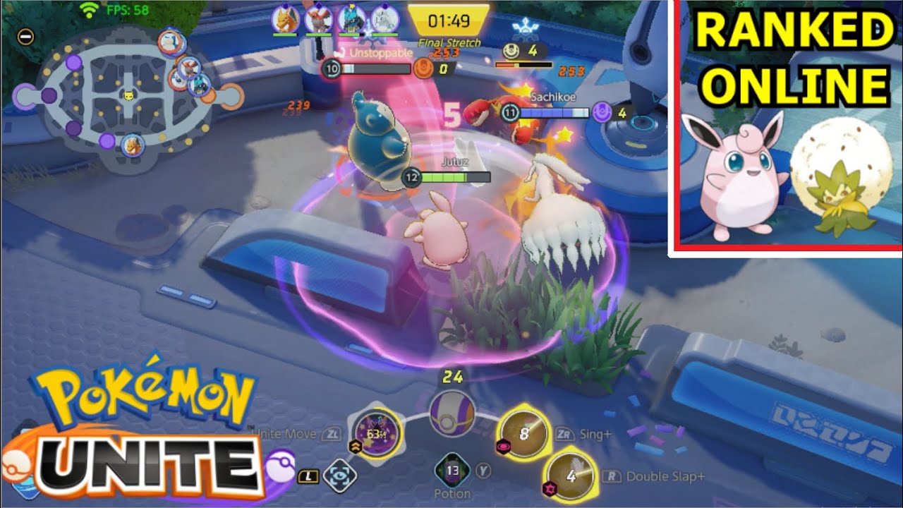 POKEMON UNITE (Switch) - Primeras partidas con RANKING ONLINE (Wigglytuff y Eldegoss)