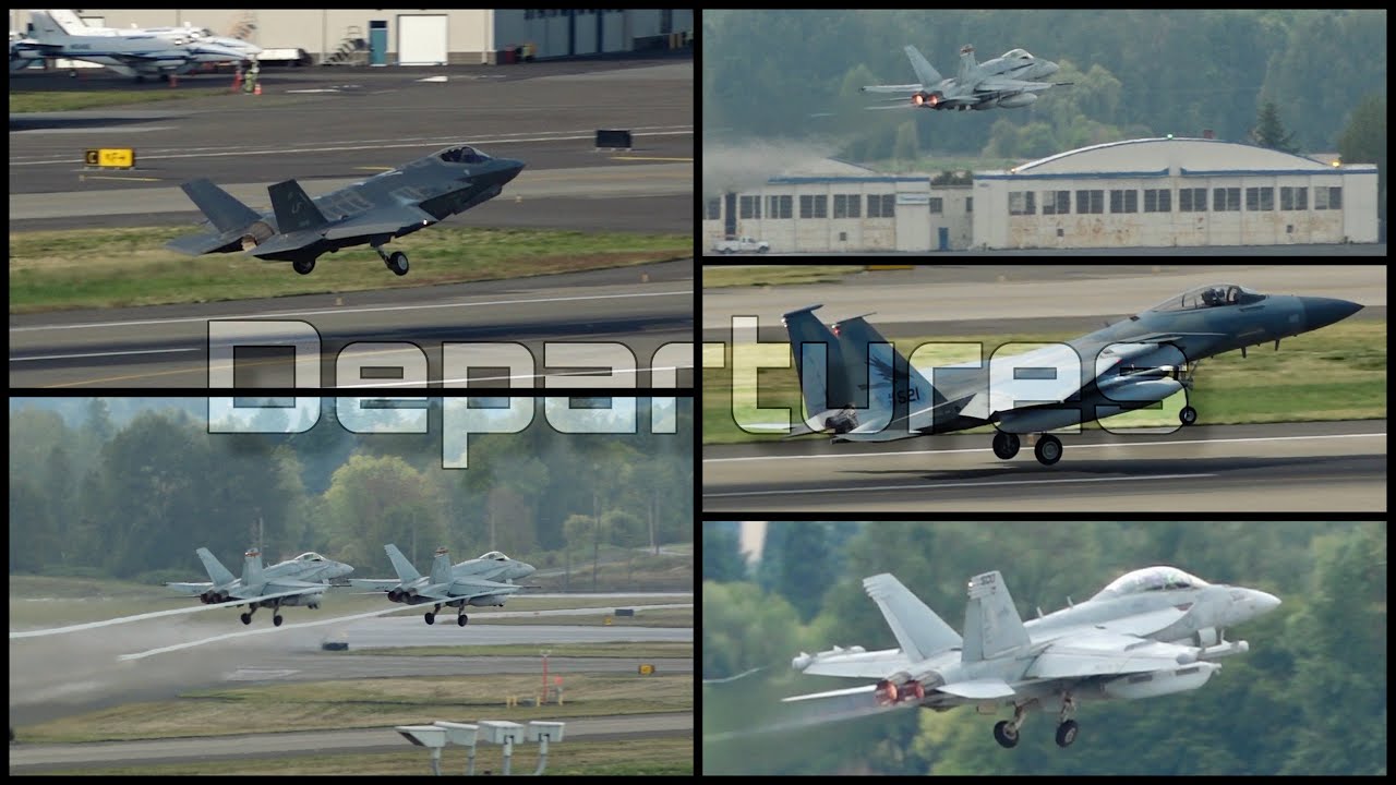 Fighter Jet Departures From (PDX) Portland International Airport (3D Binaural Audio)🎧