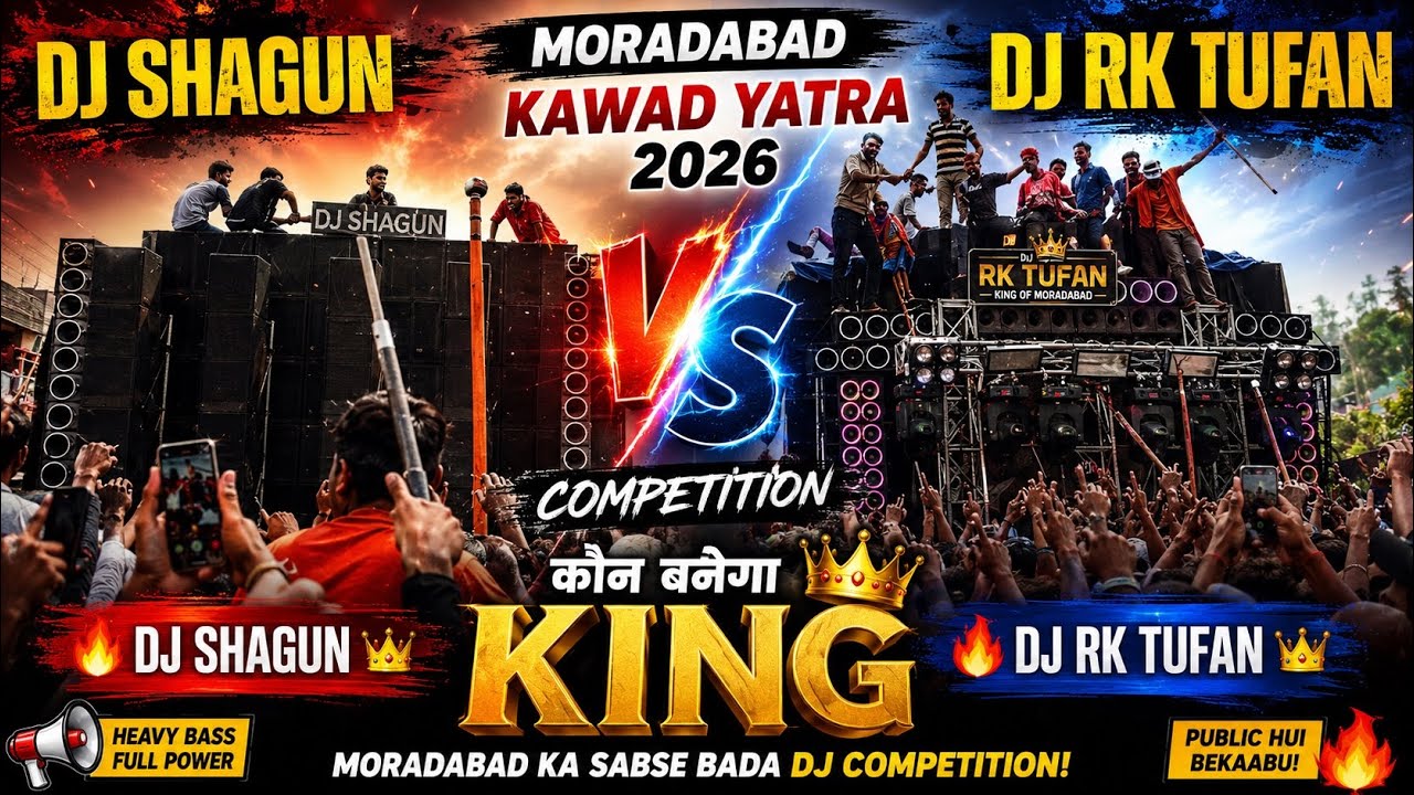 DJ SHAGUN VS RK DJ TUFAN COMPETITION MORADABAD KAWAD YATRA 2026 😱