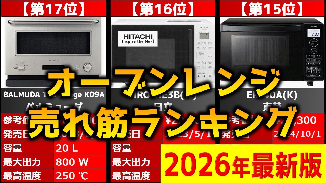 【2026年】「オーブンレンジ」おすすめ人気売れ筋ランキング20選【最新】