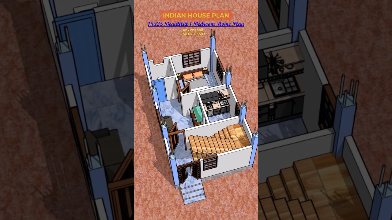 15x25 Detail Floor Plan with Furniture Placement 