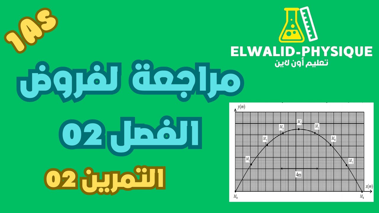 تمرين حول الحركة المنحنية 📚 القذيفة 🔥 سنة 01 ثانوي 🇩🇿ا