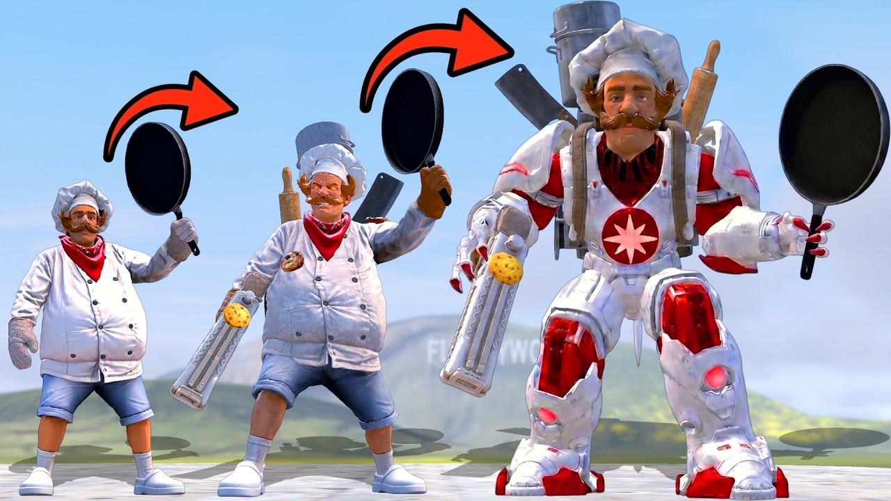 EVOLUTION OF OMELETTE MAN MECHATITAN FROM DARK PALS THE 1ST FLOOR In Garry's Mod!