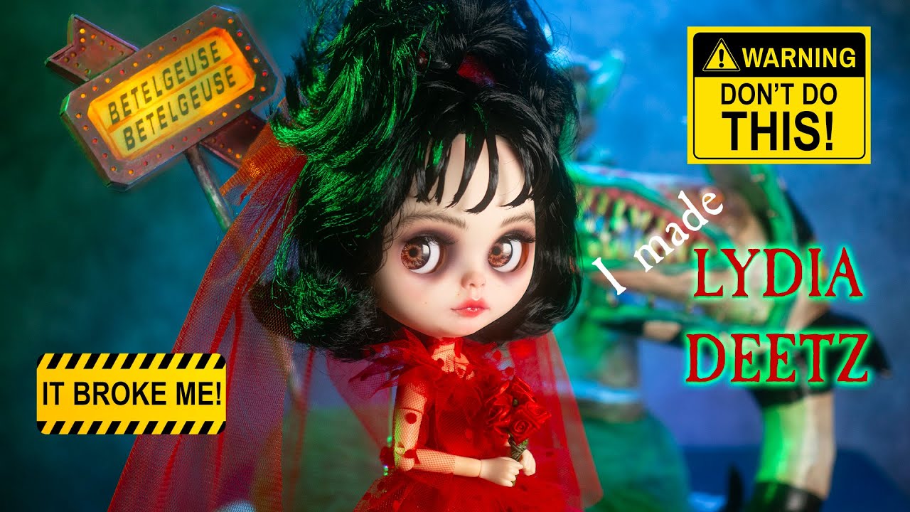 BEETLEJUICE LYDIA DEETZ| OOAK | BLYTHE | Custom Doll | Tutorial | Repaint