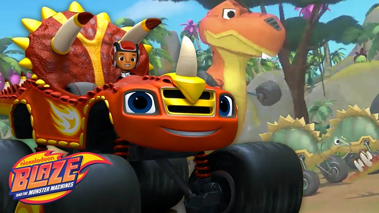 Blaze & Zeg Vs Crusher!| Dino Derby | Blaze and the Monster Machines