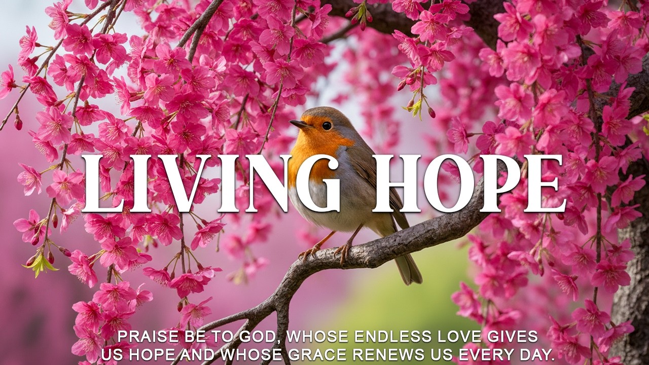 Living Hope : Soothing Worship Piano with Inspiring Bible Verses & Beautiful Spring Cherry Blossoms