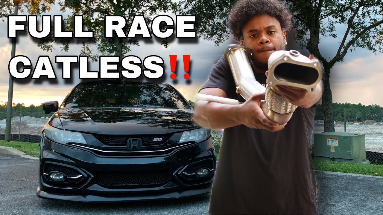 FINALLY WENT CATLESS!! FULL RACE DOWNPIPE 9TH GEN CIVIC *SHOT A FLAME!*