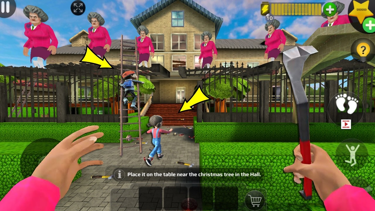 Scary Teacher 3D - troll Miss T so many ladder and traps(Mod menu) gameplay part5558 #scaryteacher3d