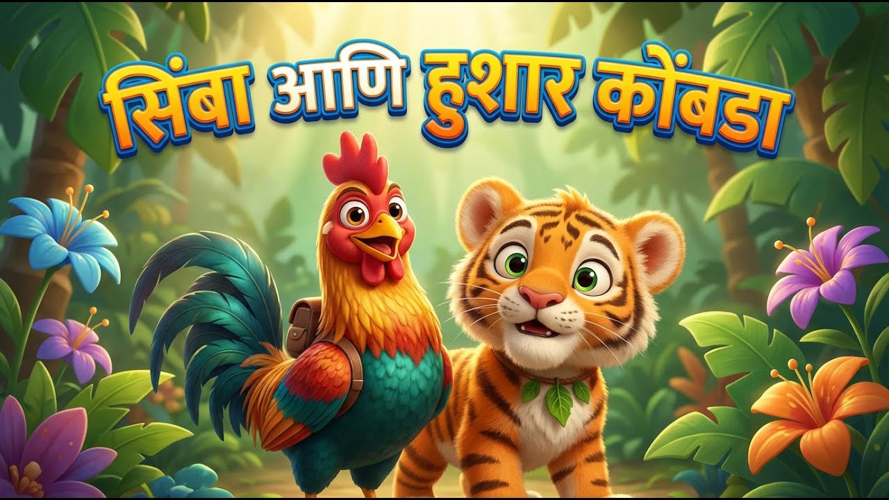 सिंबा आणि हुशार कोंबडा🐯🐔| Jungle Friendship Story#MarathiStories#KidsStories#MoralStory #JungleStory