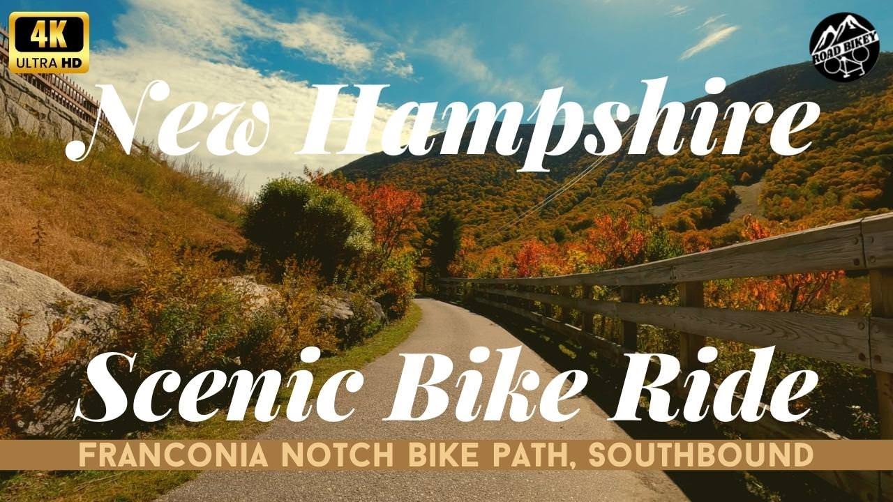 New Hampshire Fall Foliage Cycling Tour: Franconia Notch Bike Path, Southbound, Autumn in NH 4k