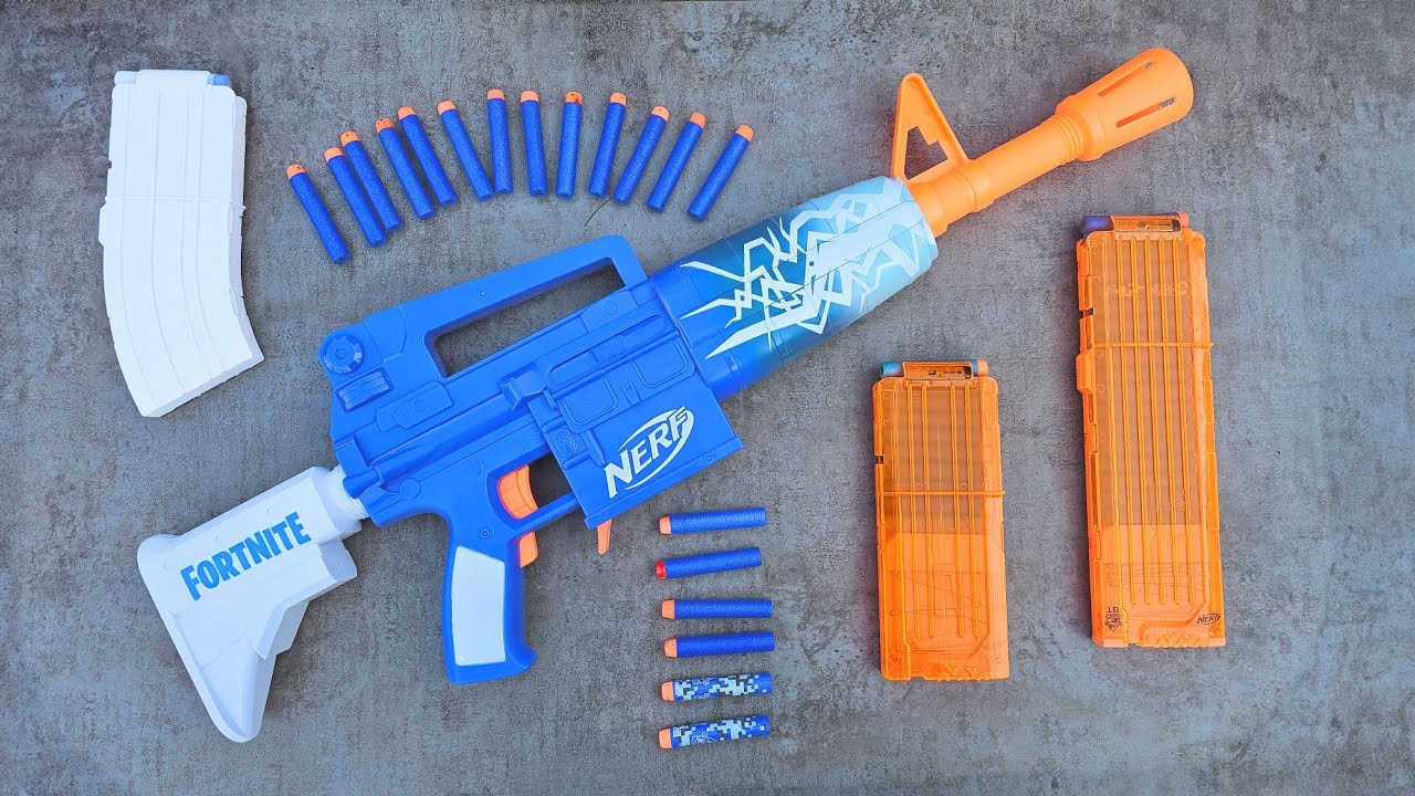 Different Reloads for the NERF Blue Shock (Fortnite AR)