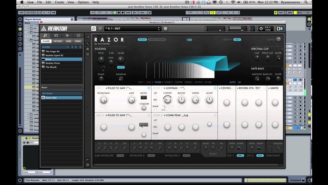 Ryanosaurus Tutorial: Razor - Psytrance Saw Bass