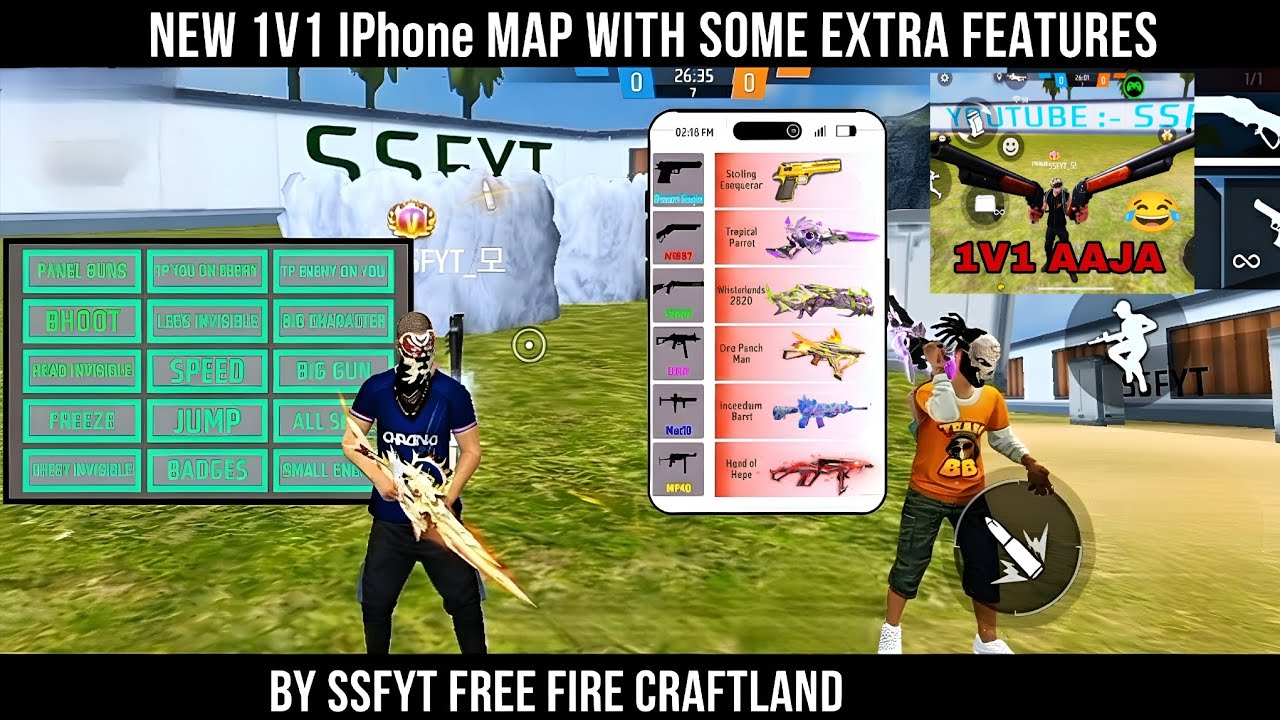 New 1V1 iPhone Map With Some Secret Features By SSFYT Free Fire Craftland 