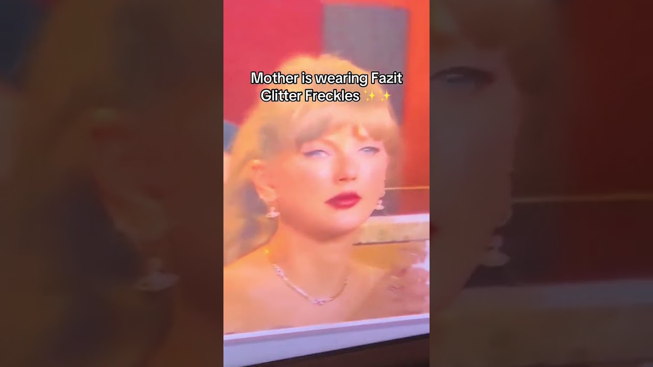 Taylor is bejewled in glitter freckles #taylorswift #chiefs #traviskelce  #fazit #fazitbeauty
