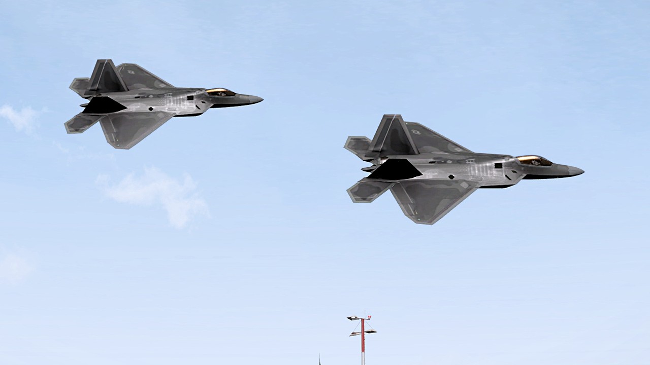Удар истребителя F-22 по Тегерану: момент уничтожения сотен иранских беспилотников-камикадзе