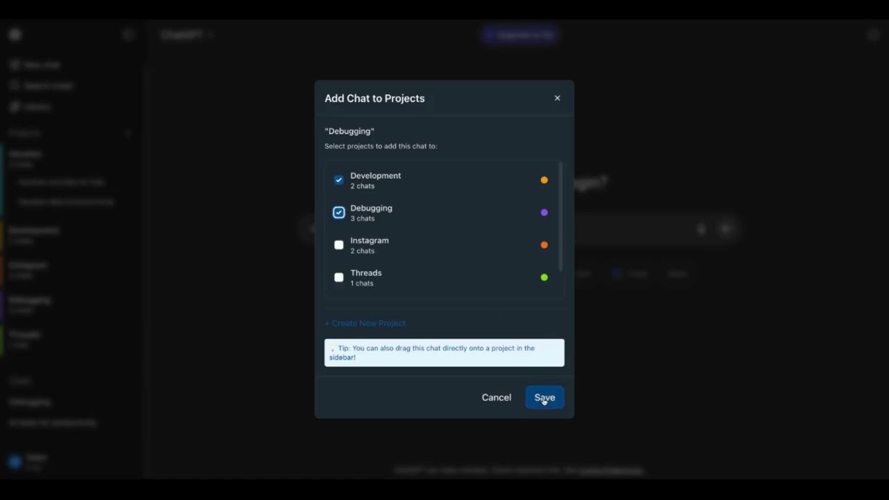 ChatGPT Organizer, Unlimited FREE Projects &ndash; ManageChats: drag-and-drop chat manager